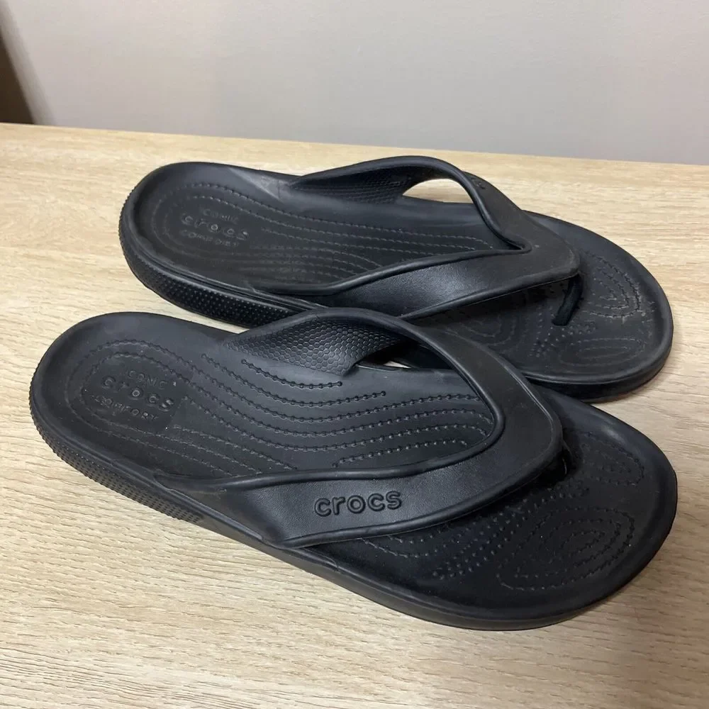 Crocs Classic II Flip Flop Shoes‎ Black 9M/11W Waterproof Pool Beach